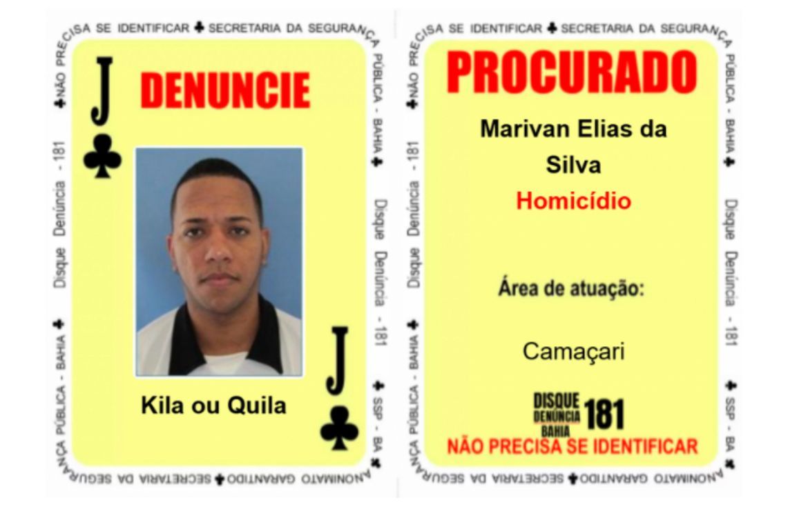 Kila é carta do Baralho Do Crime. Foto: Divulgação | SSP-BA