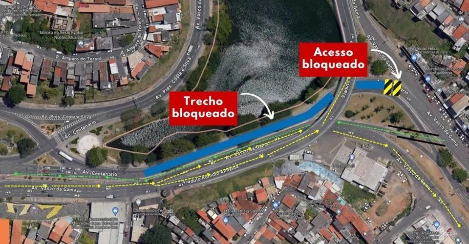 Trecho da Av. Centenário, no Dique do Tororó será interditado a partir de domingo (25)