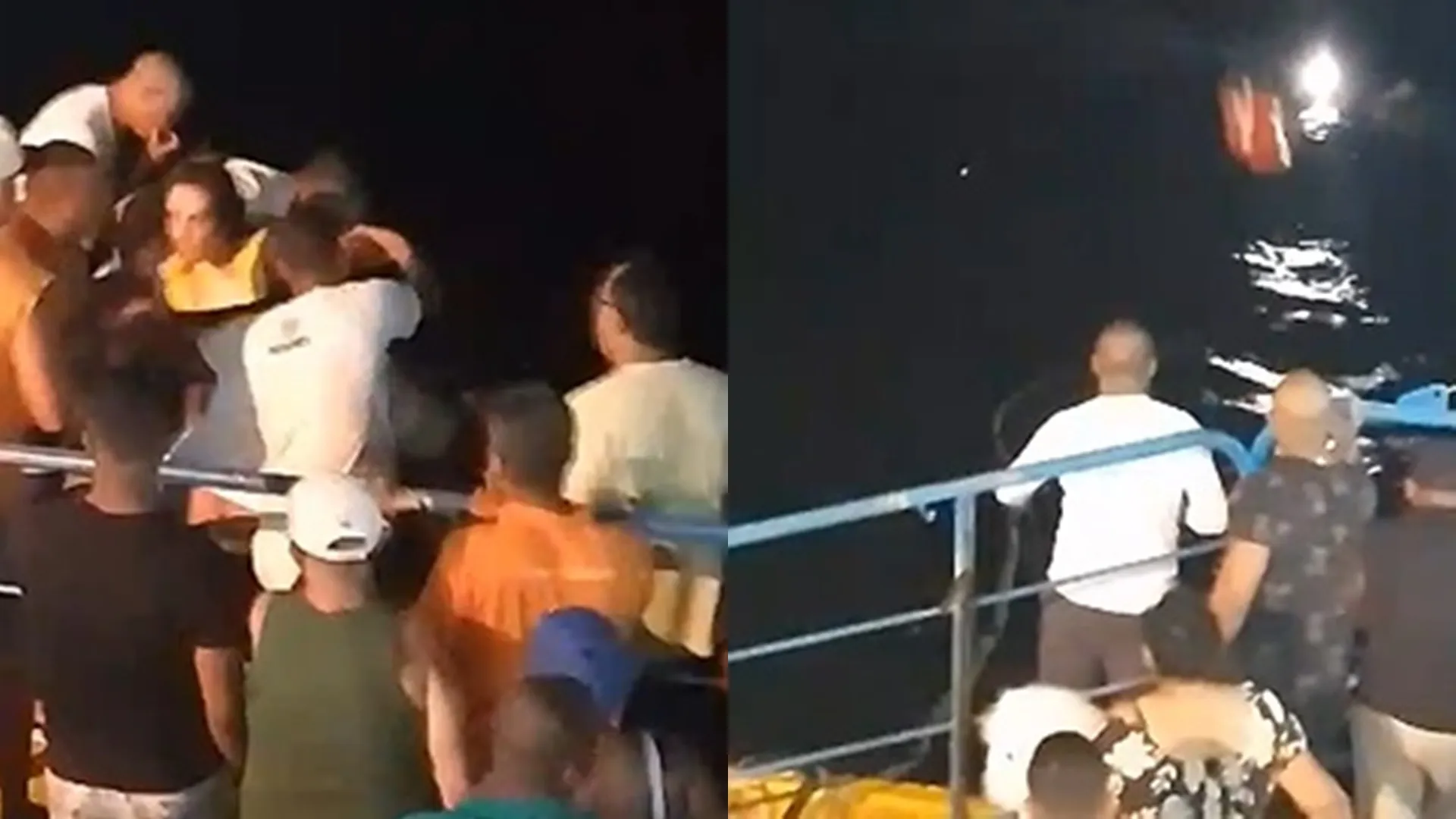 Trio estava em uma lancha quando foi resgatados por tripulantes do ferry-boat