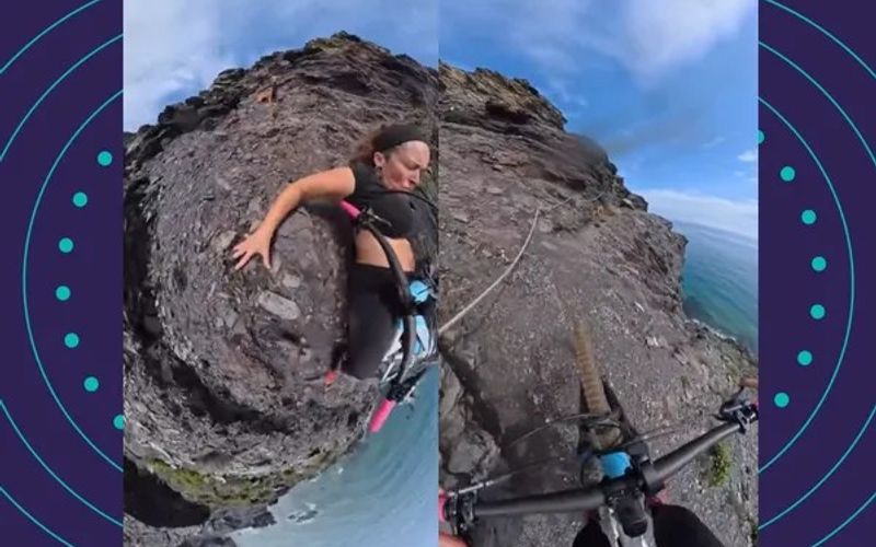 Queda quase vira trag&eacute;dia ciclista quase cai de penhasco durante passeio de bicicleta/Foto: Reprodu&ccedil;&atilde;o/Rede Social