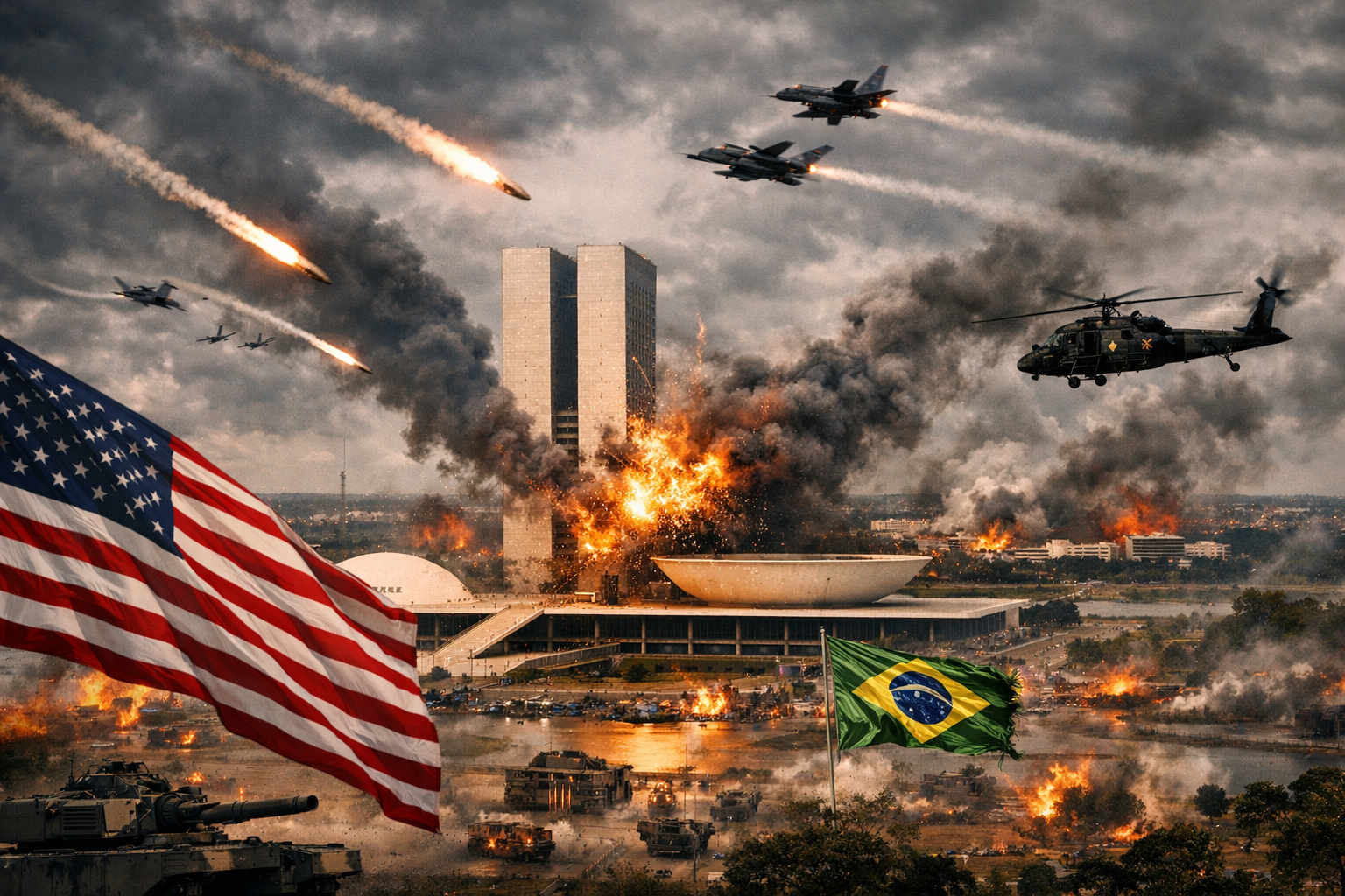 58% dos brasileiros temem ataque dos EUA. Foto: Chatgpt/IA