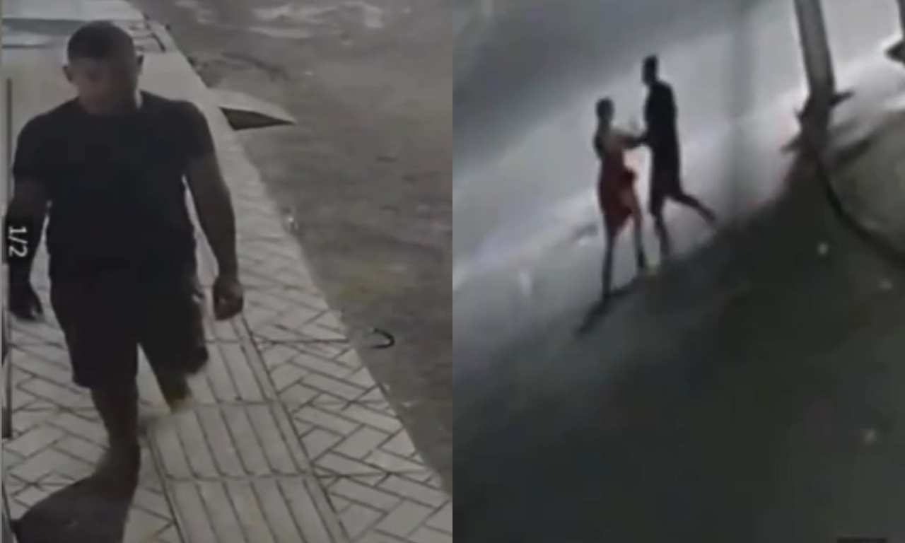 Homem persegue e agride estudante de 19 anos na Bahia. Foto: C&acirc;meras de seguran&ccedil;a