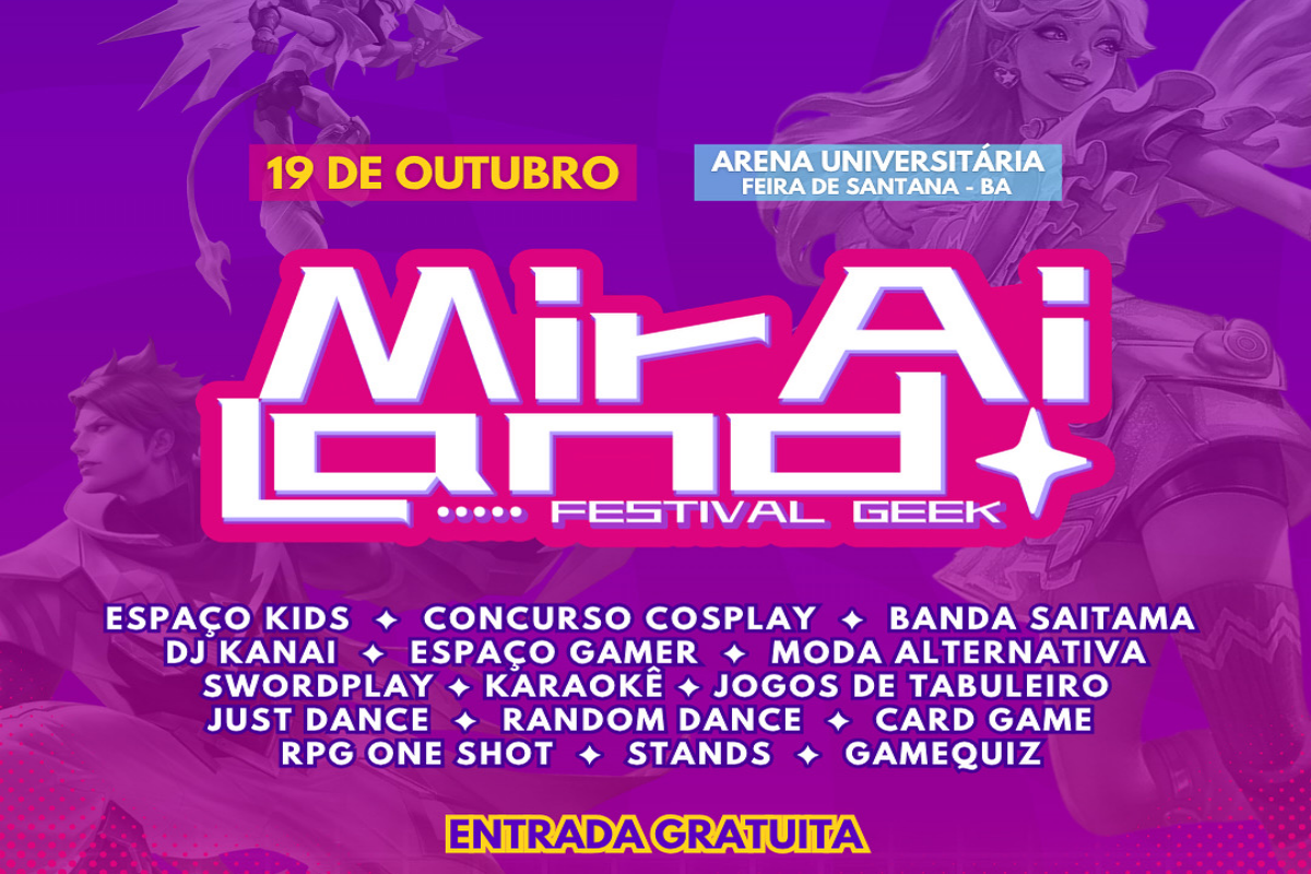 O Mirai Land acontece na Arena Universitária, em frente à UEFS, em Feira de Santana. Foto: Divulgação