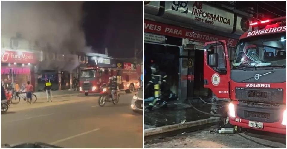 Incêndio destrói loja de eletrônicos em Teixeira de Freitas