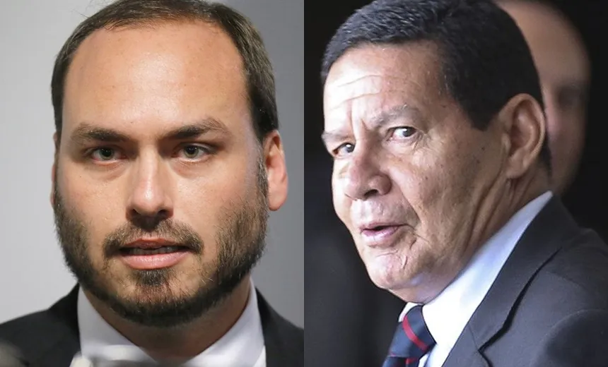 Carlos Bolsonaro alfineta Mourão e dispara: "volte logo presidente de verdade!"; veja