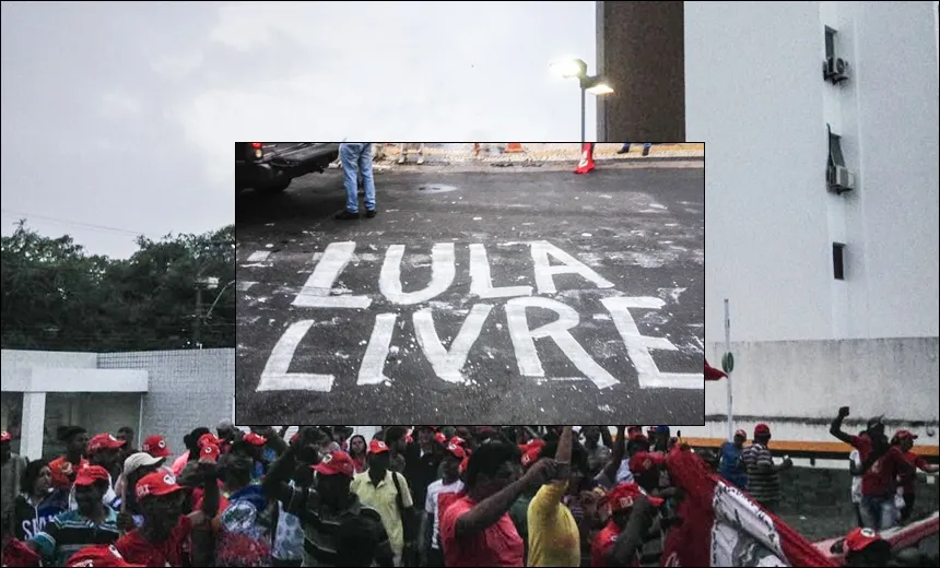 PRÓ-LULA: Integrantes de movimentos sociais ocupam pátio de emissora de TV, em Salvador