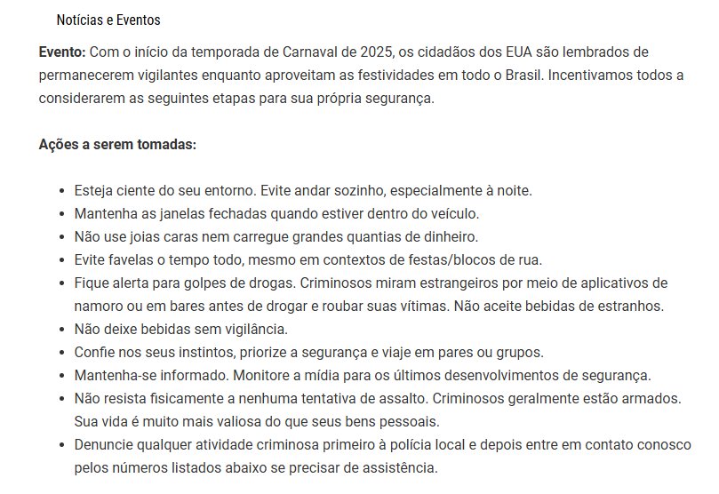 Comunicado publicado pelo governo dos EUA. Foto: Embaixada e Consulado do Brasil nos EUA