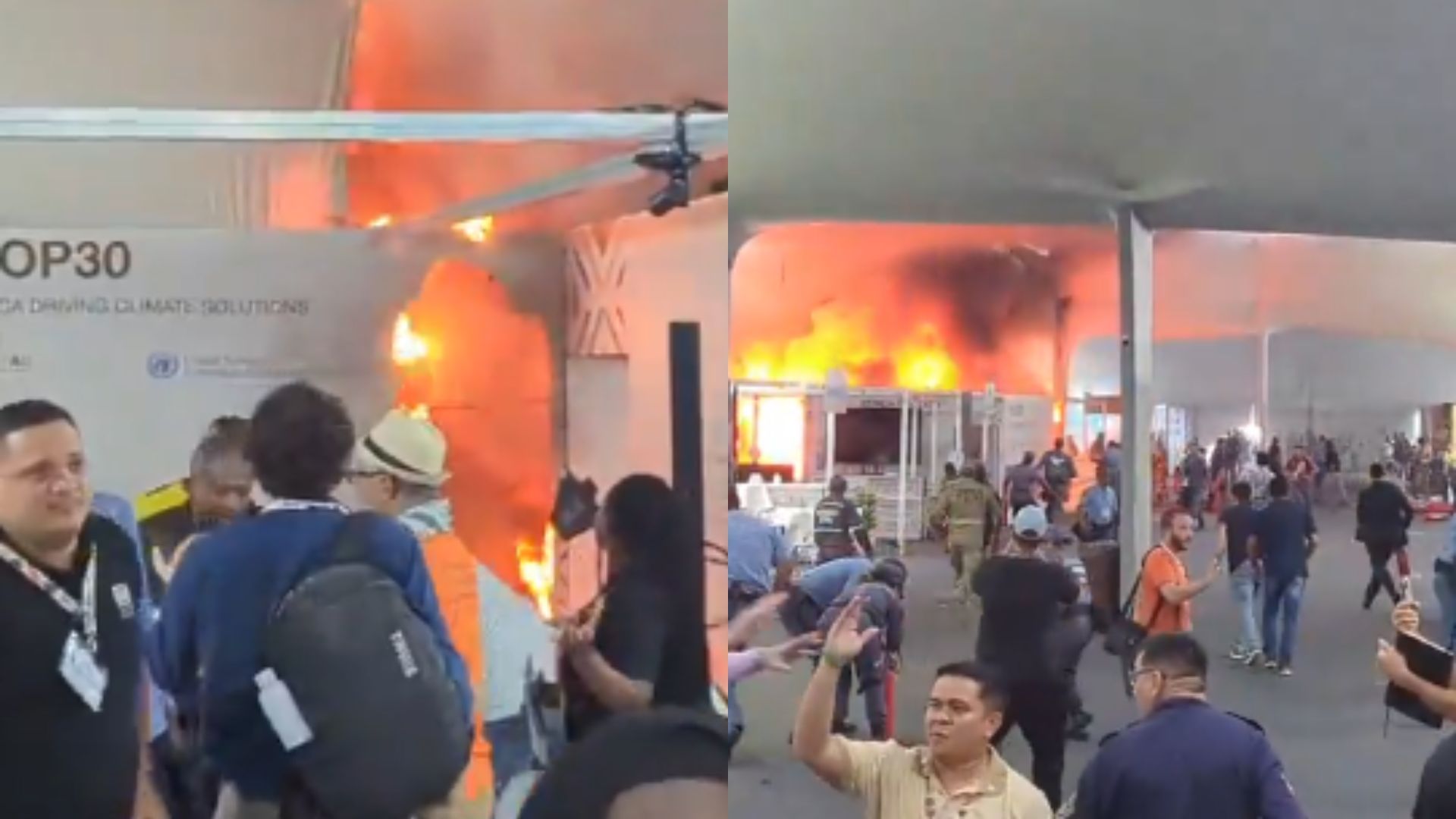 Incêndio atingiu Zona Azul na COP 30, em Belém | Imagens de redes sociais