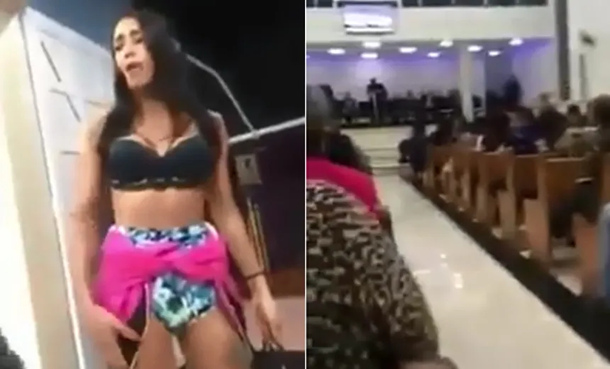 Travesti invade culto e acusa pastor de calote: “não me paga e ainda me bate”; assista