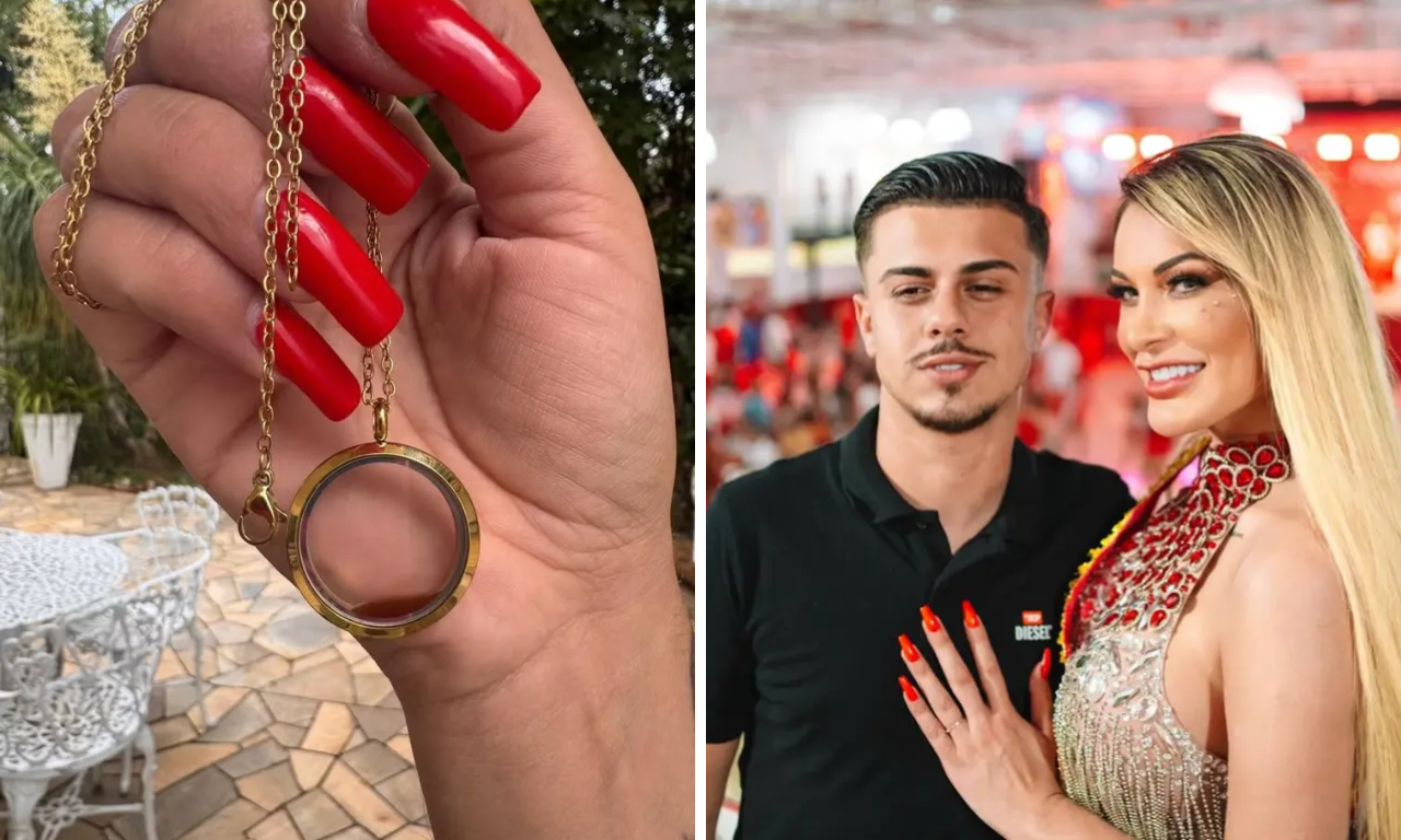 Andressa Urach presenteia marido com colar de sangue menstrual .Foto: Reprodu&ccedil;&atilde;o