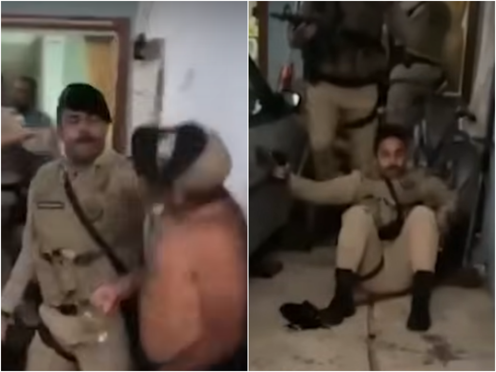 A agressão entre policiais e populares ocorreu após uma denúncia de som alto em Porto Seguro; um dos militares levou uma canecada no rosto e acabou caindo no chão. Foto: TV Aratu