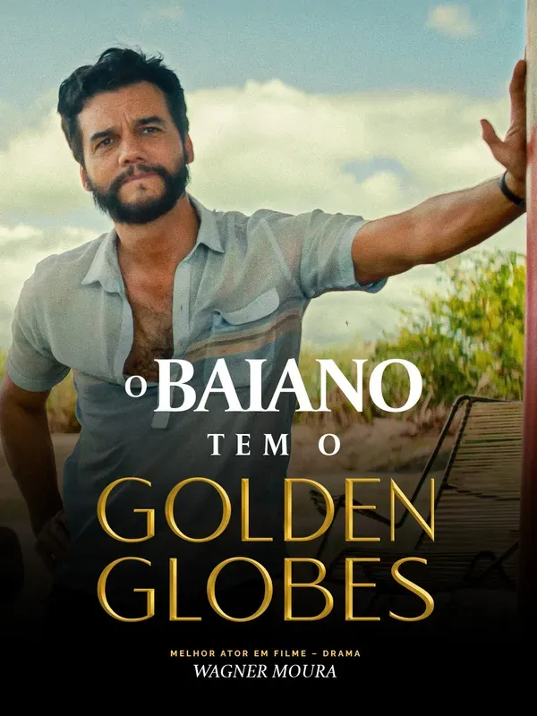 Wagner Moura venceu, neste domingo (11), o Globo de Ouro de melhor ator em filme de drama por O Agente Secreto. | Foto: Redes Sociais/Presidente Lula