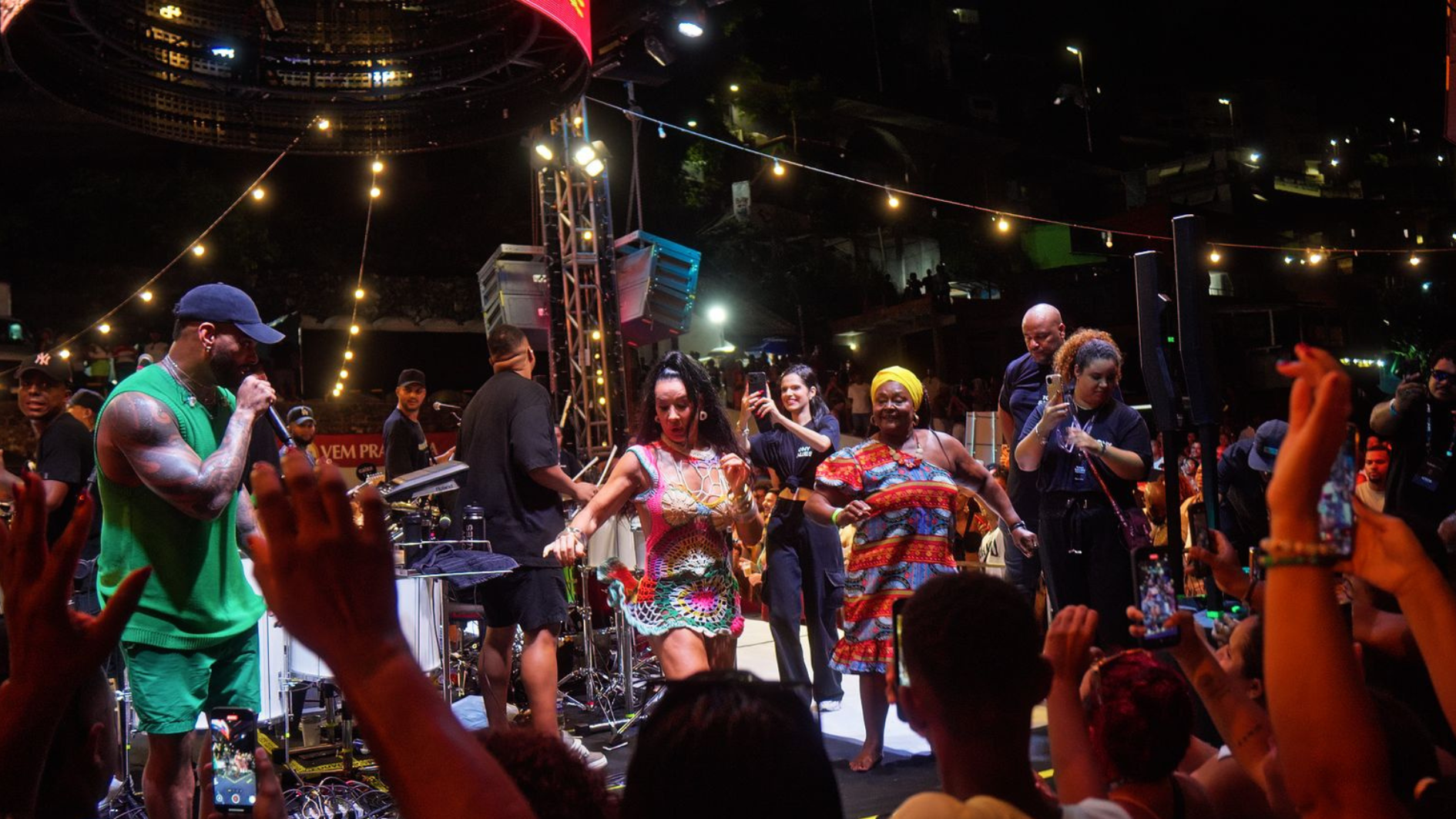 Família reunida no palco! Primeiro 