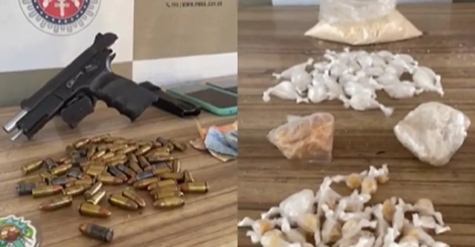 PM prende suspeito e apreende pistola e drogas na cidade de Itabuna
