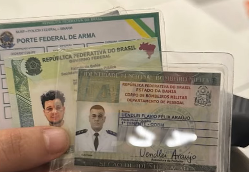 Carteira falsa do Bombeiro fake. Foto: Reprodu&ccedil;&atilde;o TV Aratu 