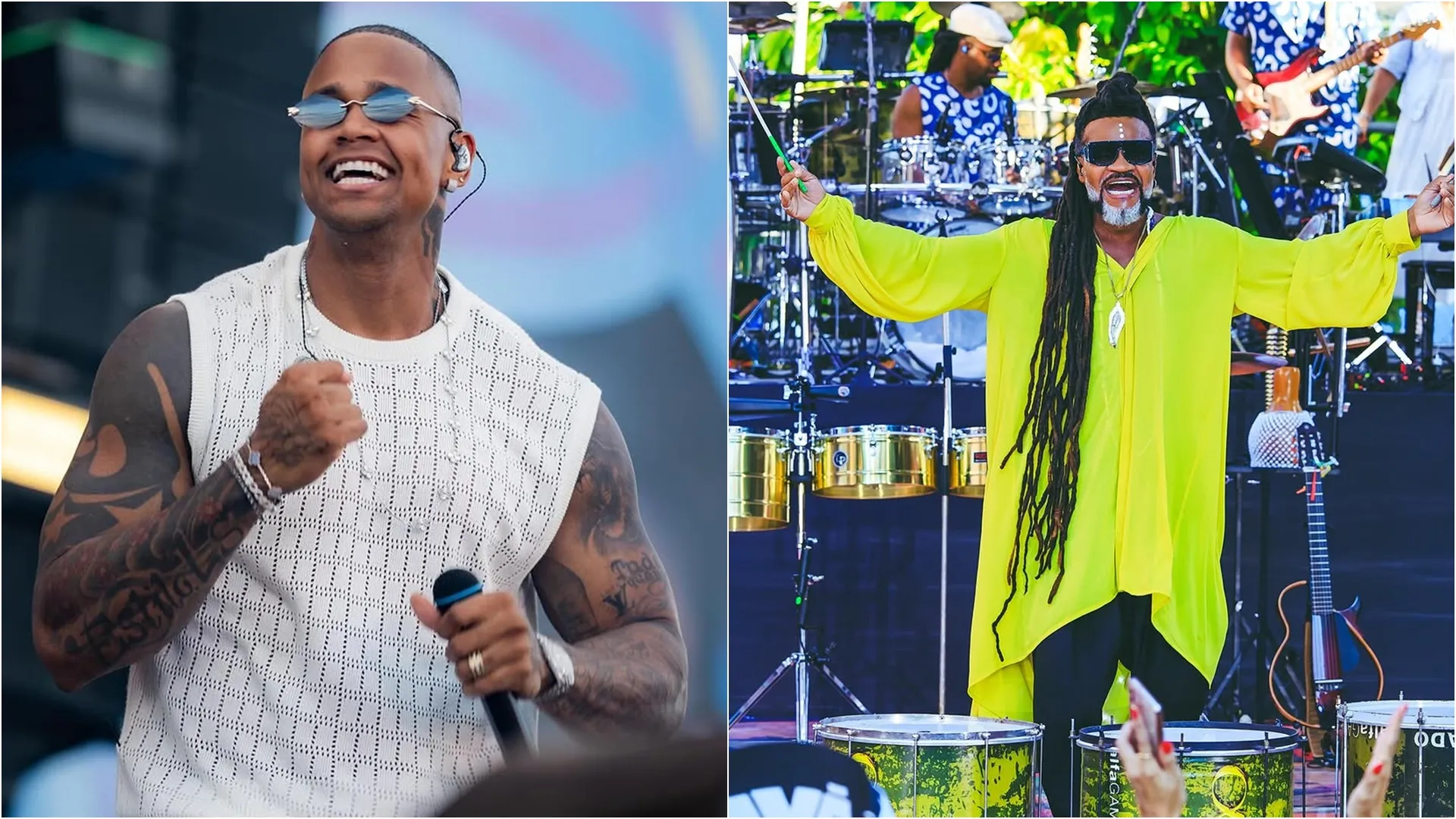 Léo Santana e Carlinhos Brown foram confirmados no Arrastão da Quarta-feira de Cinza. Foto: Redes sociais / @leosantana / @leawry