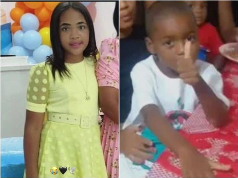 Os irm&atilde;os Luana, de 13 anos, e Luan, de cinco anos, morreram no local