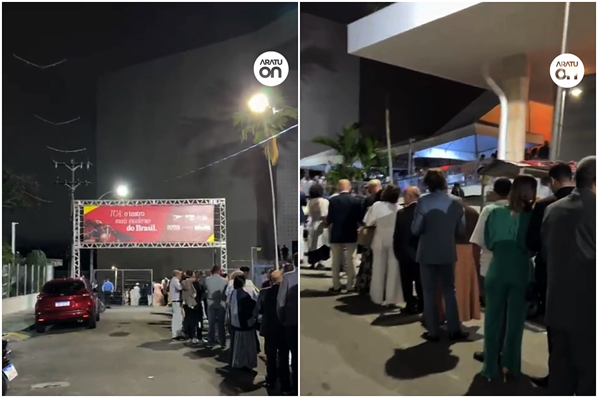 Apesar de grandes filas e chuva, p&uacute;blico mostra otimismo para reabertura do TCA. Foto: Aratu On