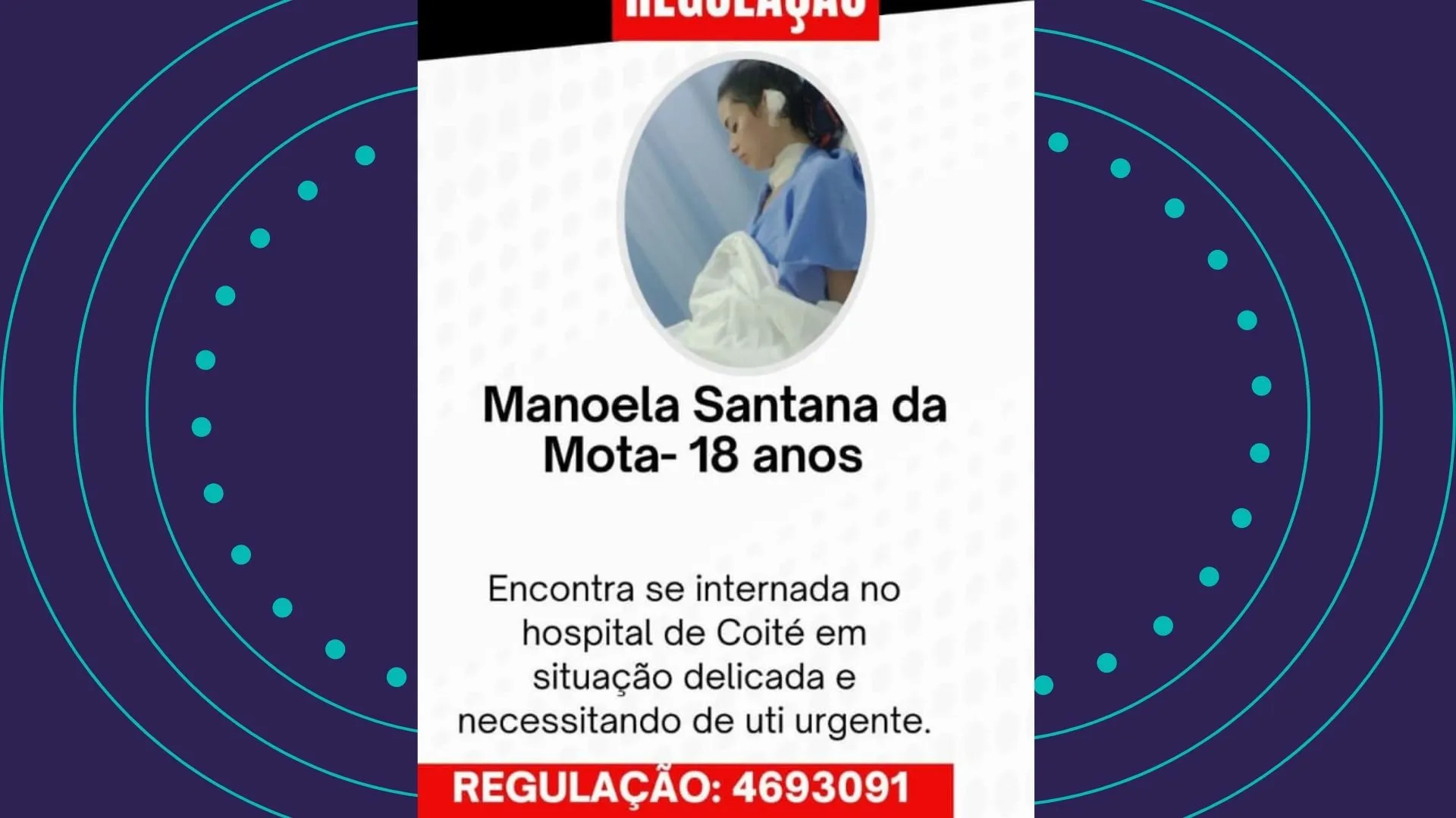 Jovem de 18 anos aguarda vaga de UTI após internamento em Coité
