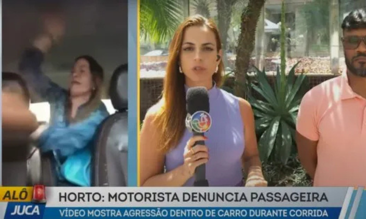 Mulher agride motorista após ele se recusar a entrar na garagem do prédio. Foto: Reprodução/TV Aratu