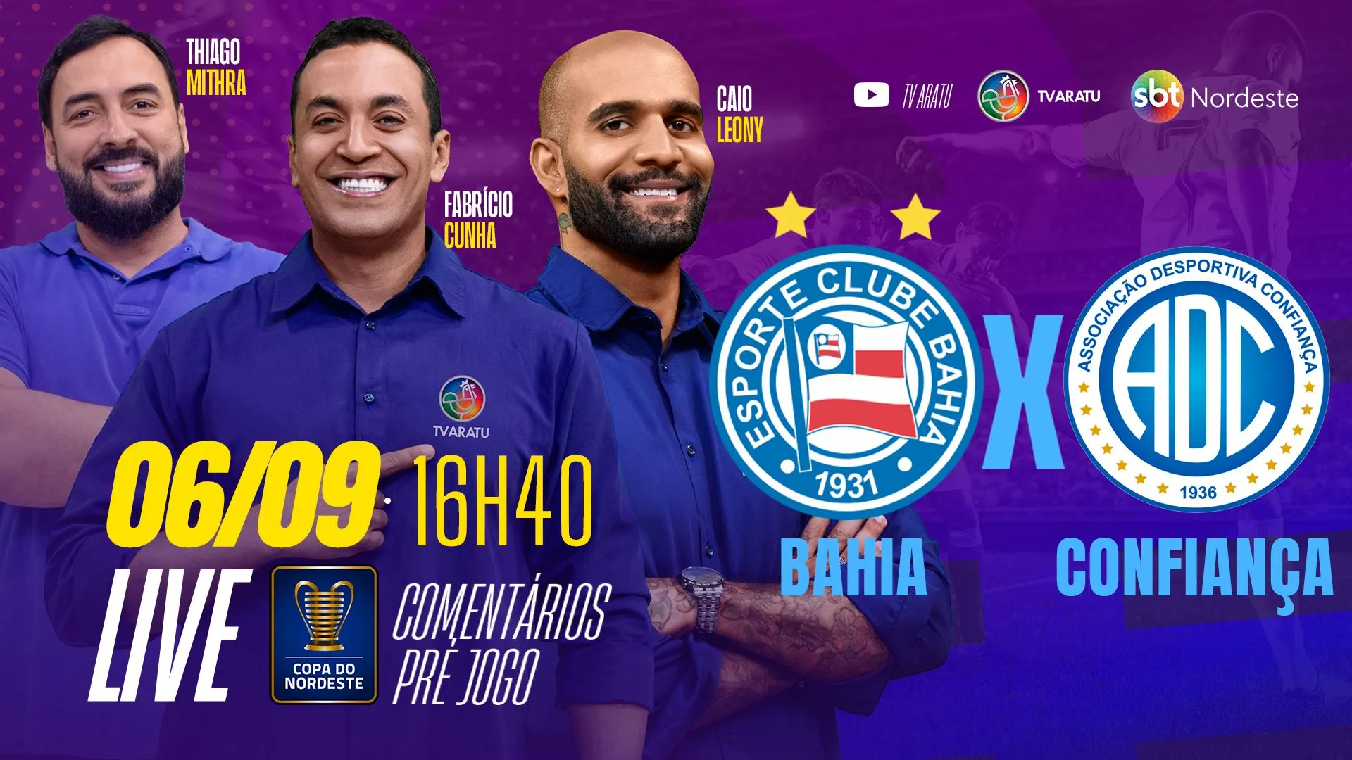 Bahia x Confiança: assista aqui à live da grande final do Nordestão