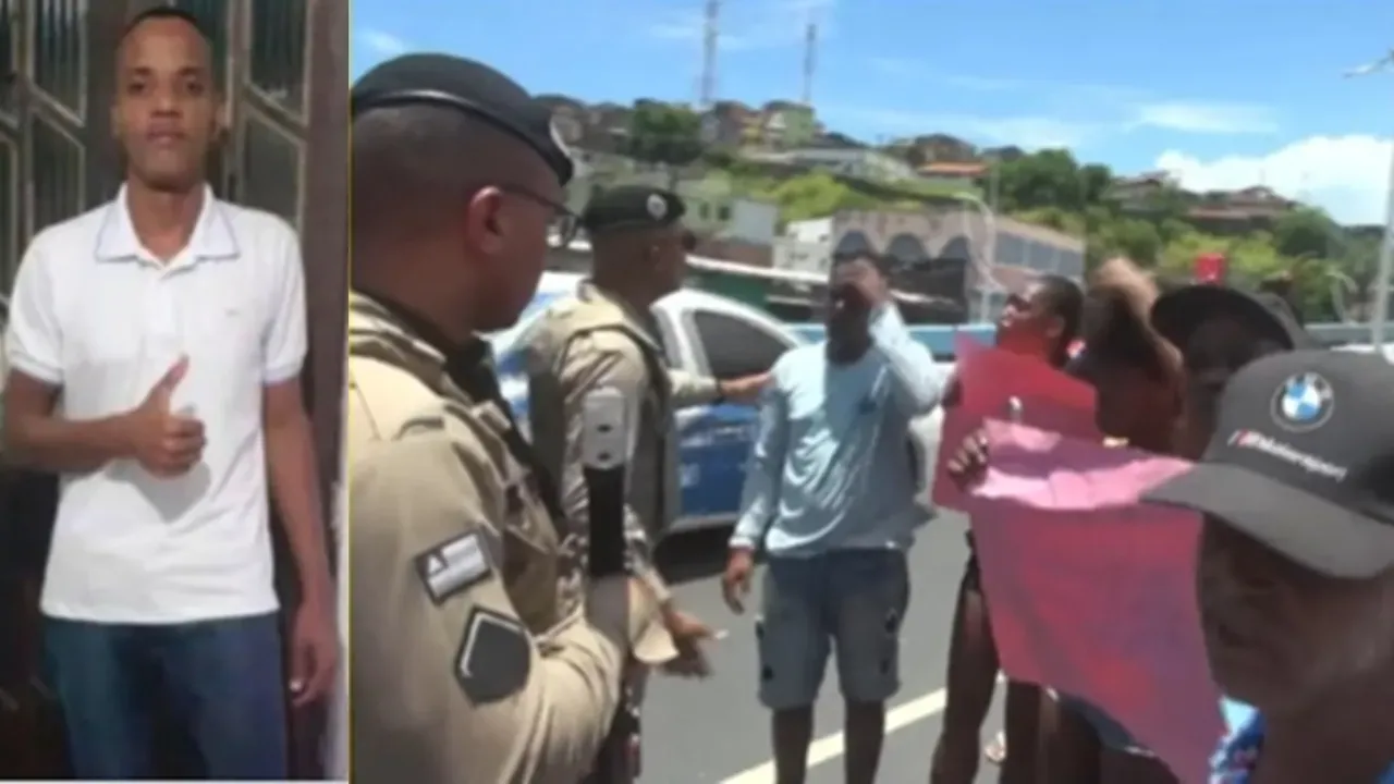 Amigos e familiares acusam PM pela morte de jovem. Foto: TV Aratu