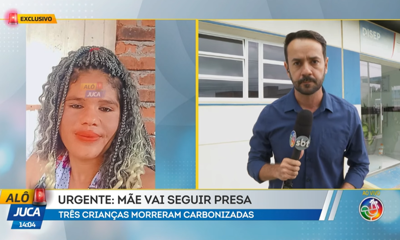 M&atilde;e de crian&ccedil;as mortas em inc&ecirc;ndio na Bahia tem pris&atilde;o preventiva decretada.Foto: TV Aratu 