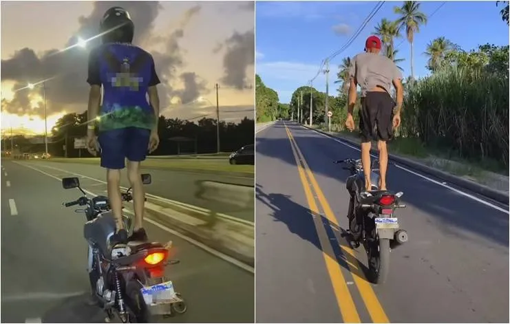 Homem faz manobra arriscada em moto na Paralela; Transalvador orienta denúncias