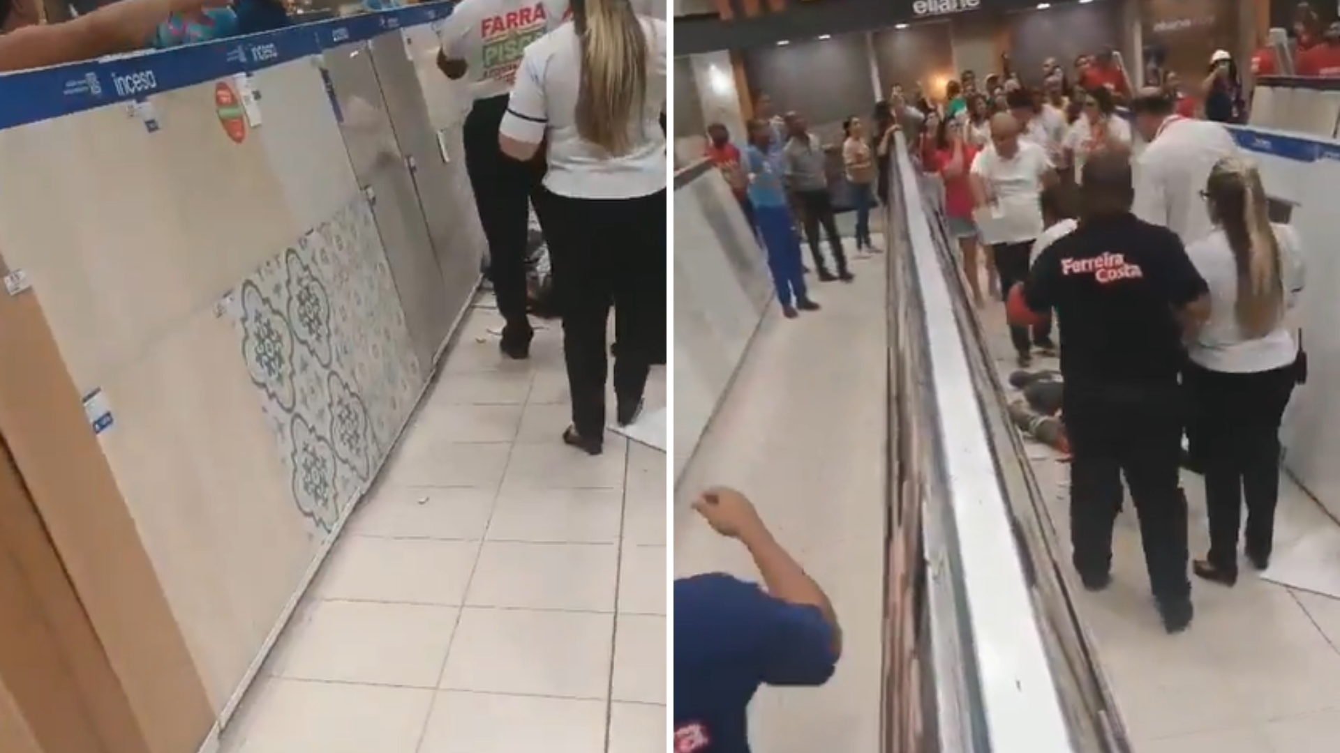 Homem ferido após cair do teto de home center. Foto: Redes sociais 