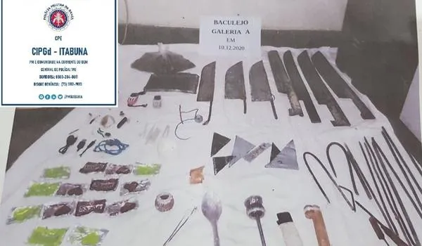 Facas, celulares e drogas são encontrados durante revista em presídio de Valença