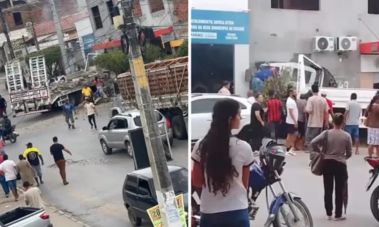 Caminhão desgovernado atinge prédio e deixa sete pessoas feridas na Bahia. Foto: Reprodução | X