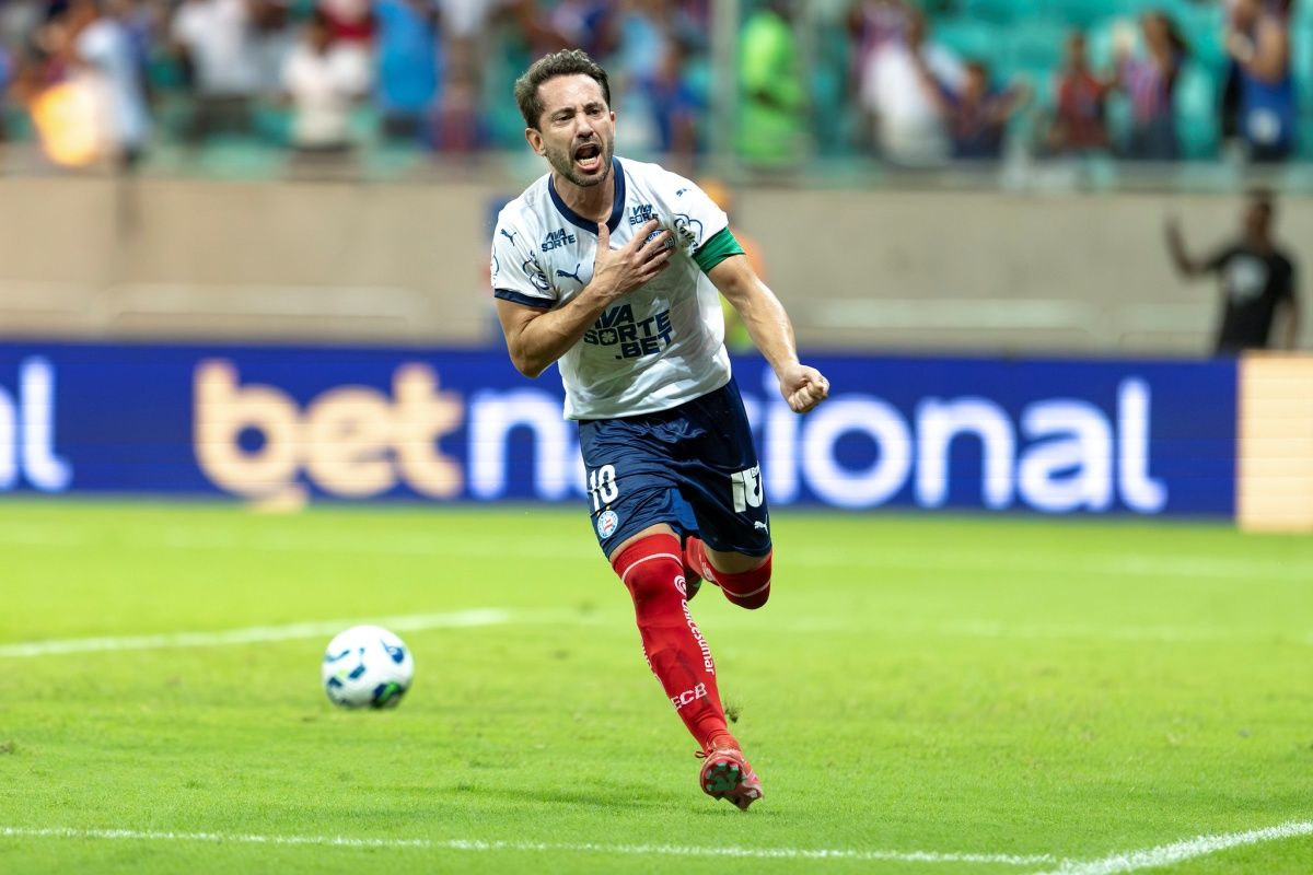 Éverton Ribeiro comemora gol contrao Ceará em 2025. Foto: EC Bahia
