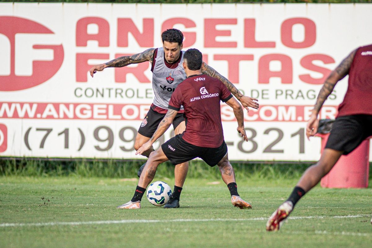 O Vitória iniciou a preparação para o jogo contra o Botafogo, que acontece domingo. Foto: Victor Ferreira/EC Vitória