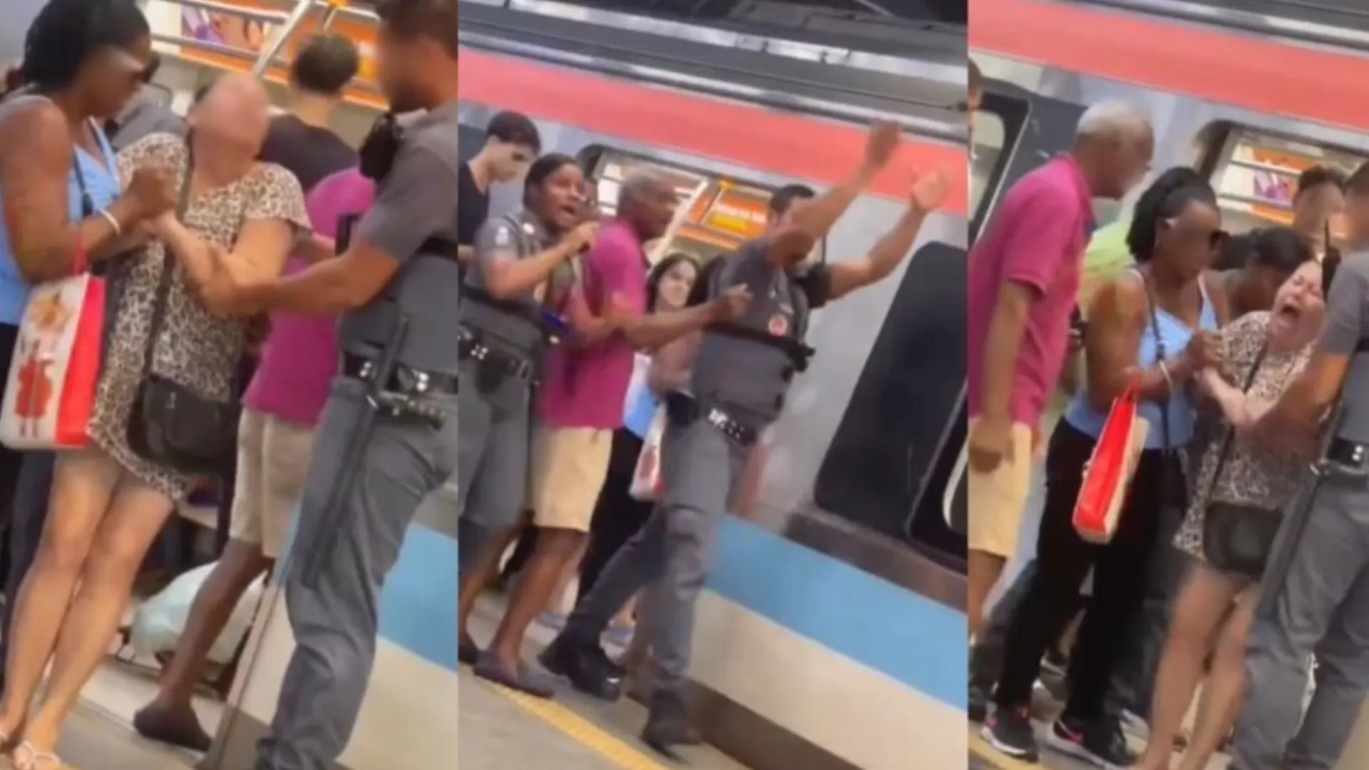 Mulher mão presa metrô 