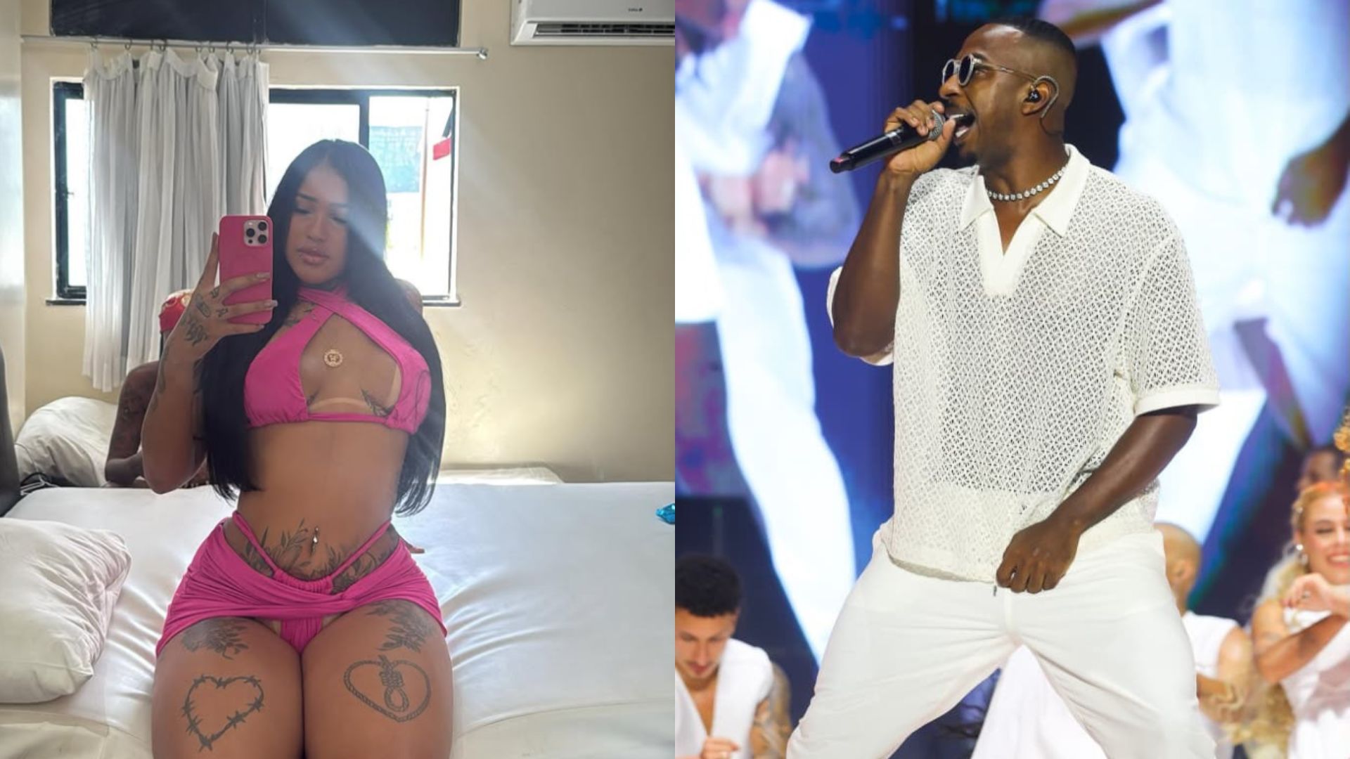 Produtora de conte&uacute;do adulto e cantor de pagode baiano Bob na Voz | Fotos: reprodu&ccedil;&atilde;o/Instagram