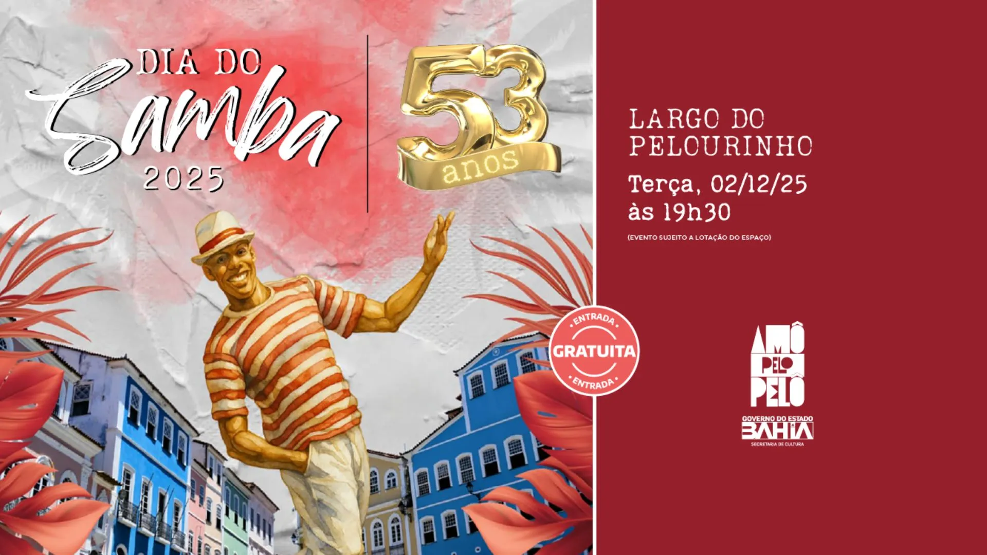 Dia do Samba tem programação com 40 atrações gratuitas no Pelourinho