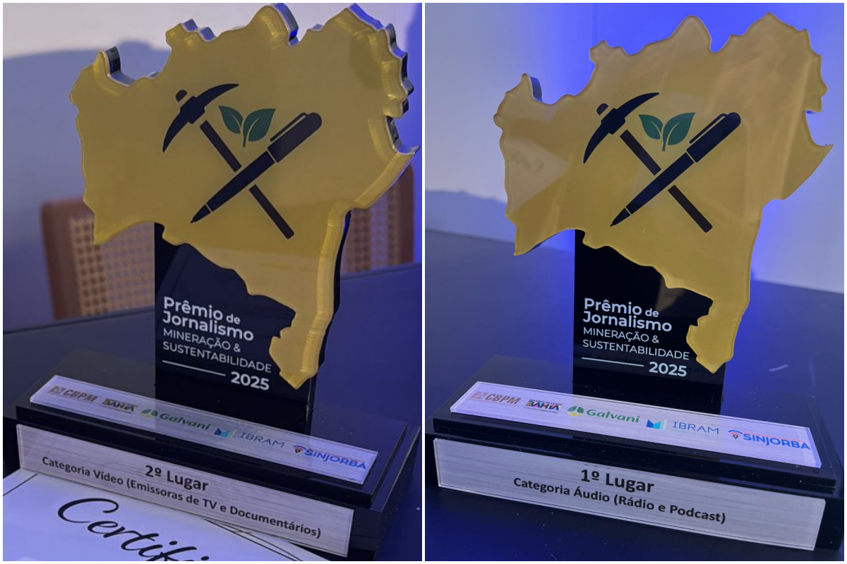 A TV Aratu e a Rádio Antena 1 Salvador foram contempladas no Prêmio de Jornalismo “Mineração e Sustentabilidade” 2025. Foto: Grupo Aratu