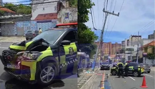 Carro da Transalvador bate em poste no Rio Vermelho