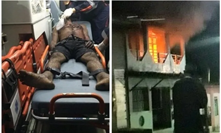 Homem esfaqueia esposa, coloca fogo na casa e tenta cometer suicídio na Bahia