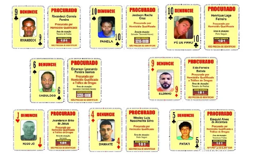 PROCURADOS: SSP atualiza baralho do crime com oito novas cartas