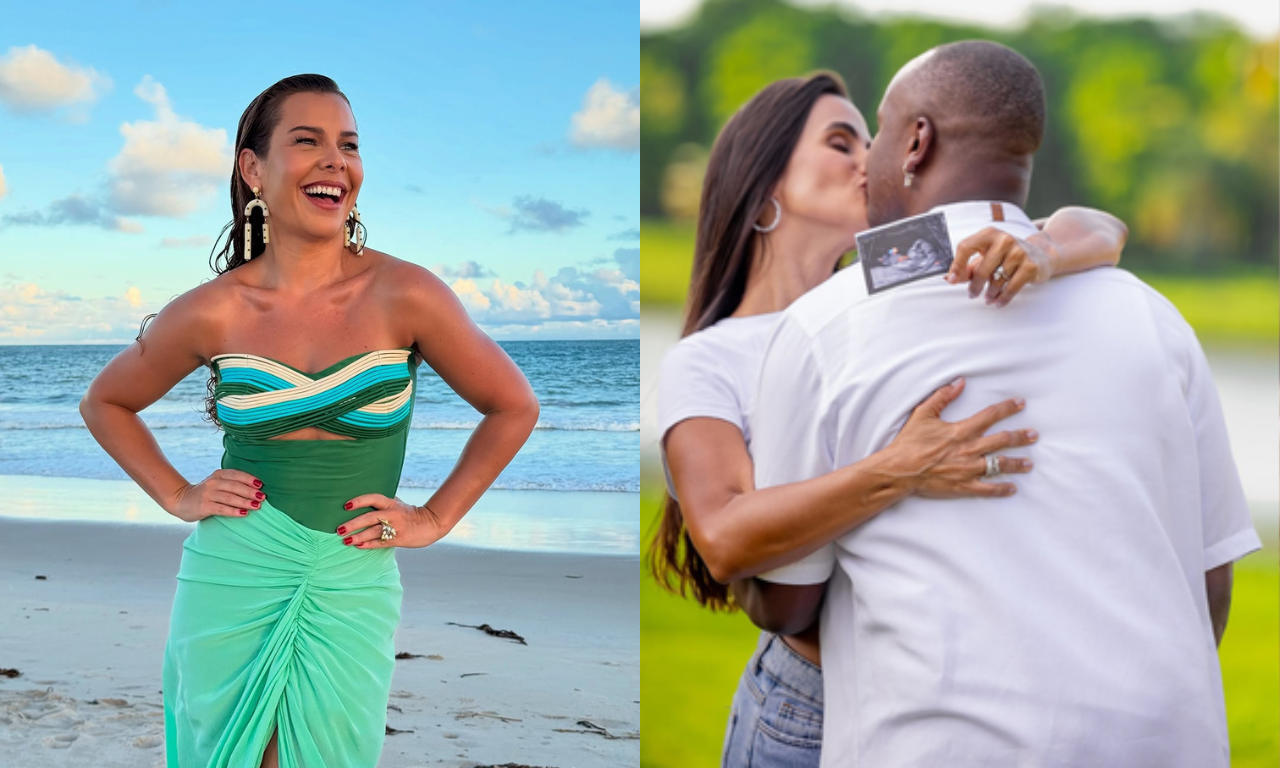 Fernanda Souza comemora primeiro filho de Thiaguinho.Foto: redes sociais | @fernandasouzaoficial | @thiaguinho