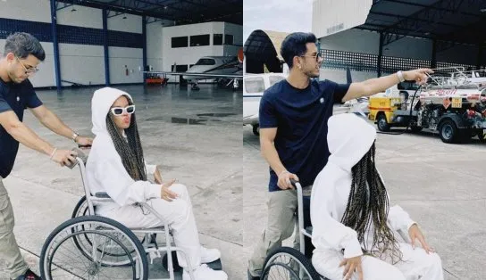 Sthe Matos deixa hospital e publica foto de cadeiras de rodas com Kevi Jonny