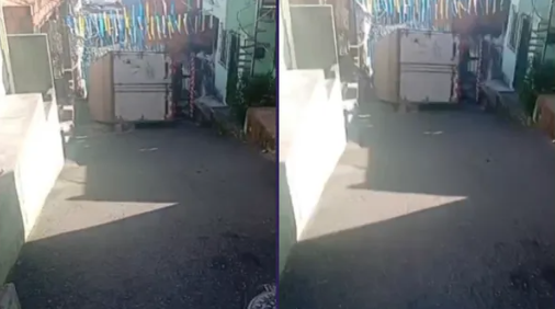 &Oacute;leo na pista interdita tr&acirc;nsito em bairro de Salvador ap&oacute;s caminh&atilde;o tombar.| Foto: Redes Sociais