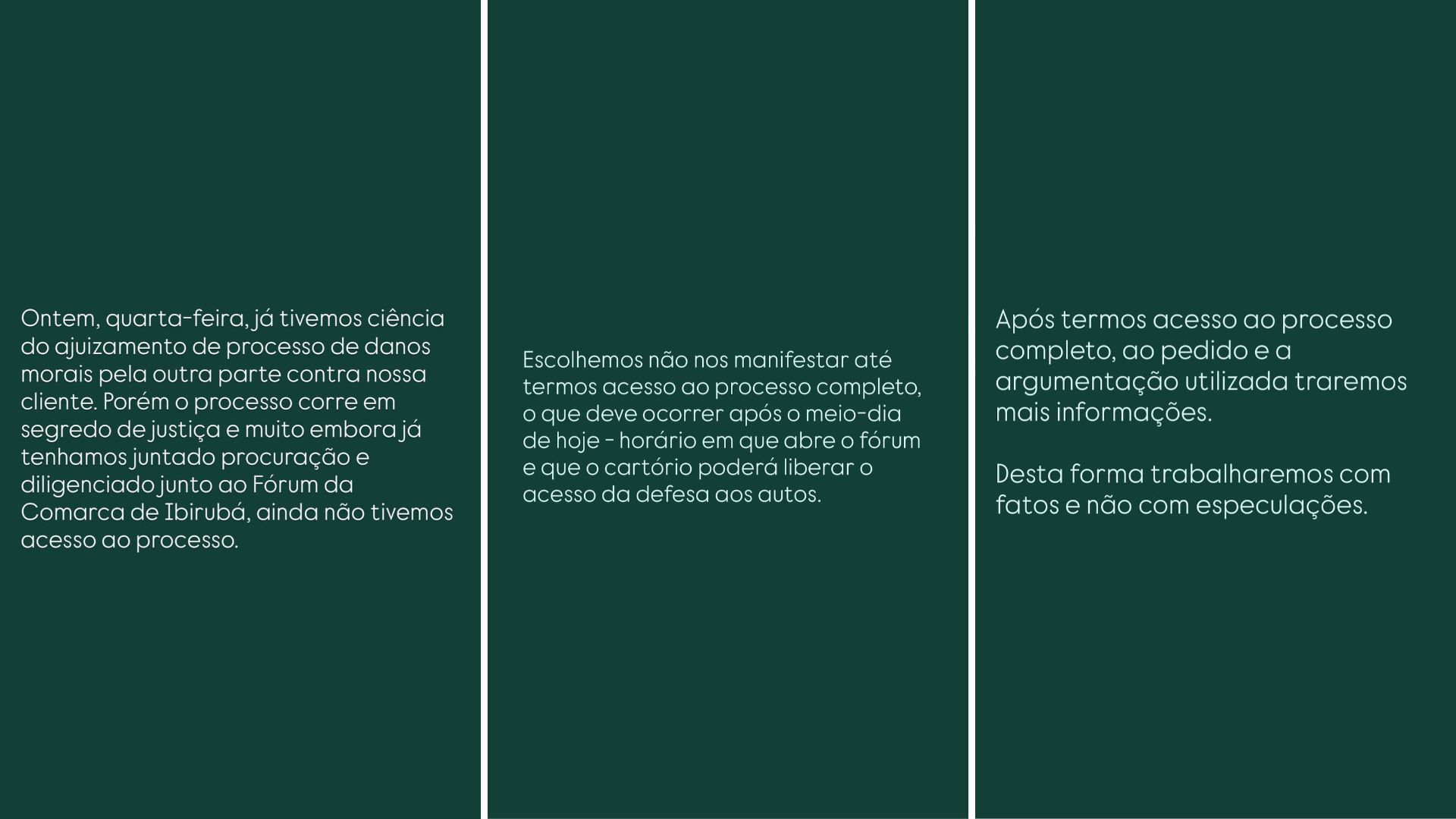 Pronunciamento da defesa de Natália Knak | Reprodução/Instagram