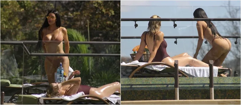 De biquíni nude fio dental, Kim Kardashian dá ‘show’ de curvas em viagem
