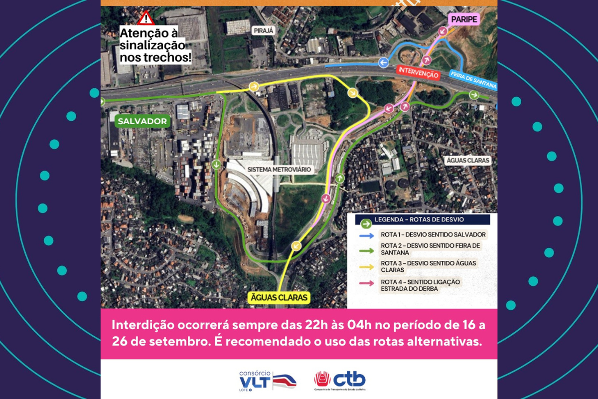 Obras do VLT alteram trânsito na BR-324 durante dez dias. Foto: Divulgação