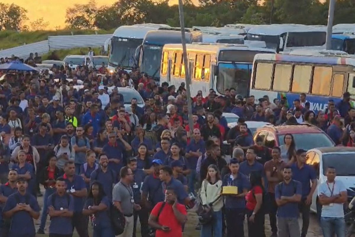 Trabalhadores da BYD fazem manifesta&ccedil;&atilde;o. Foto: Reprodu&ccedil;&atilde;o