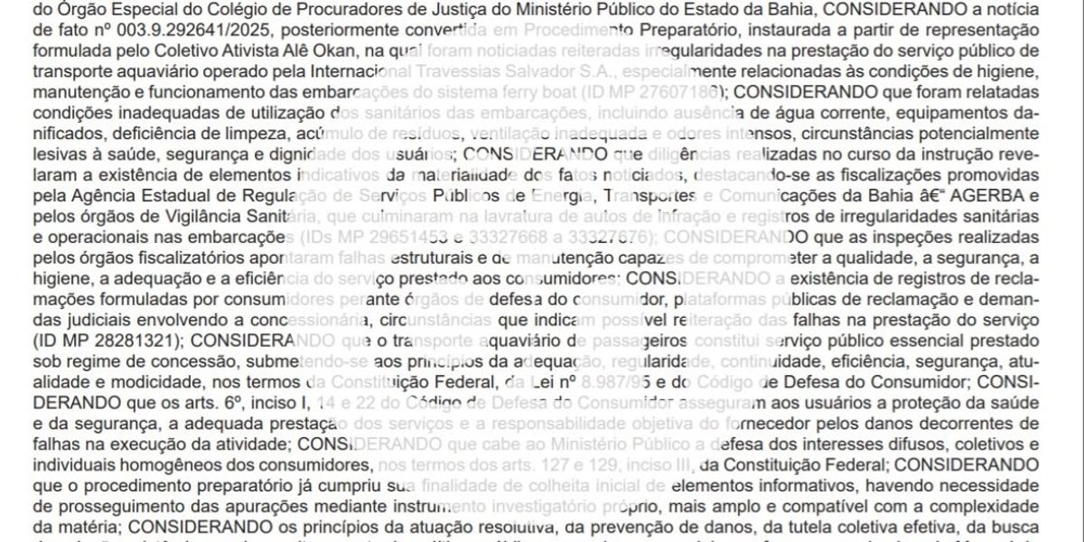 Concession&aacute;ria do ferry-boat de Salvador &eacute; alvo de investiga&ccedil;&atilde;o do MP-BA por suspeitas de falhas na manuten&ccedil;&atilde;o 