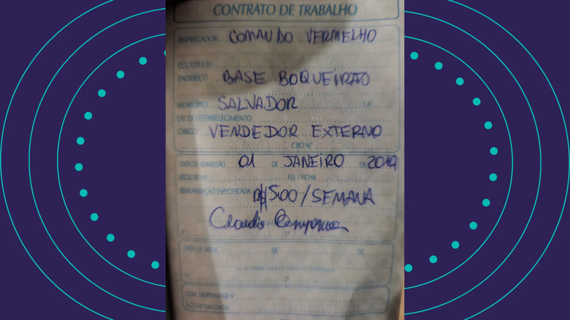 Carteira de trabalho assinada pelo CV chama atenção nas redes; entenda esquema
