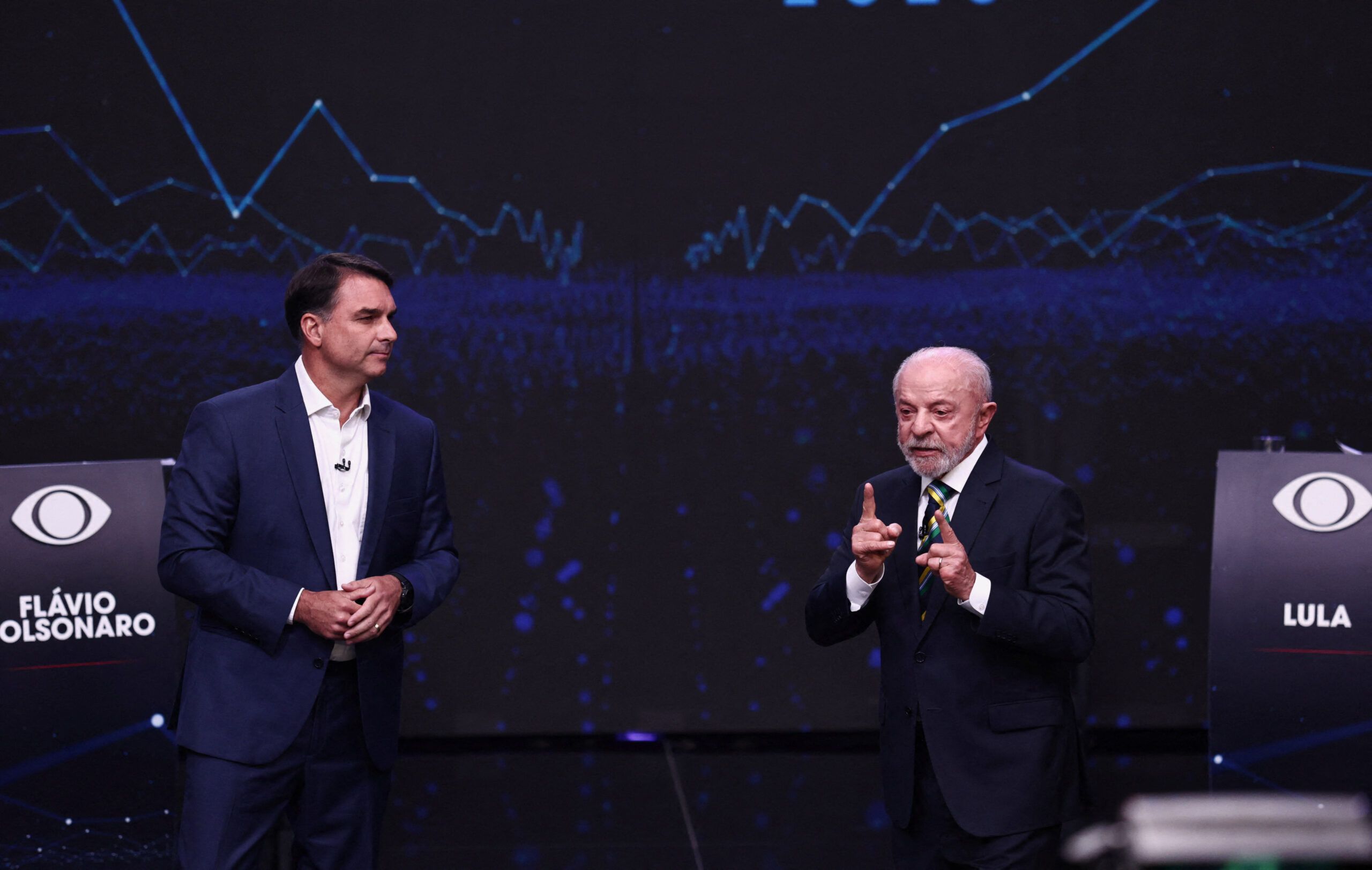 Lula e Flávio durante debate na Band